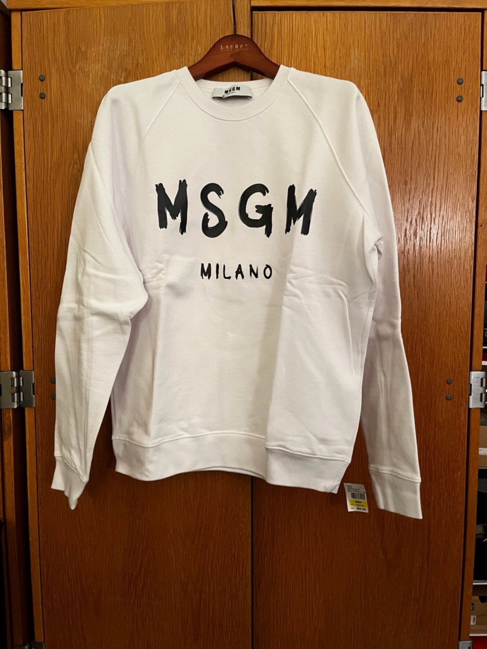 MSGM Milano White Logo Crewneck Sweatshirt